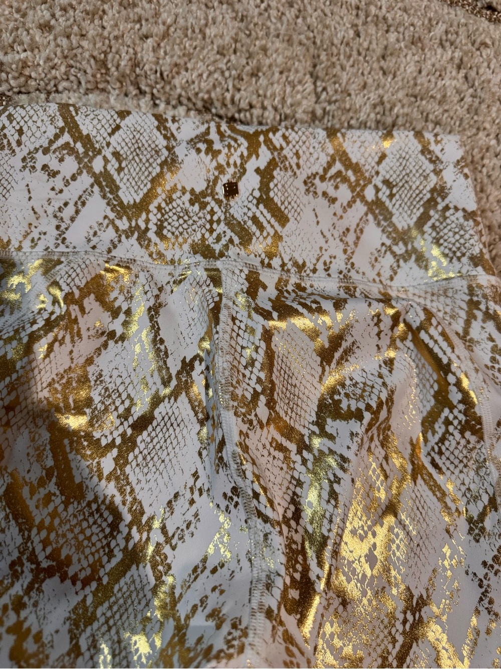 Fabletics - White and Gold Snake Print Women’s High-Waist Jeans - Picture 6 of 7